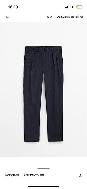 Massimo Dutti lacivert çizgili kumaş pantolon