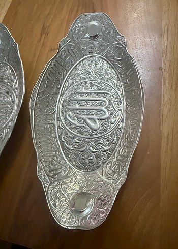 İşlemeli gümüş Renkli lokumluk iki adet - Görsel 2