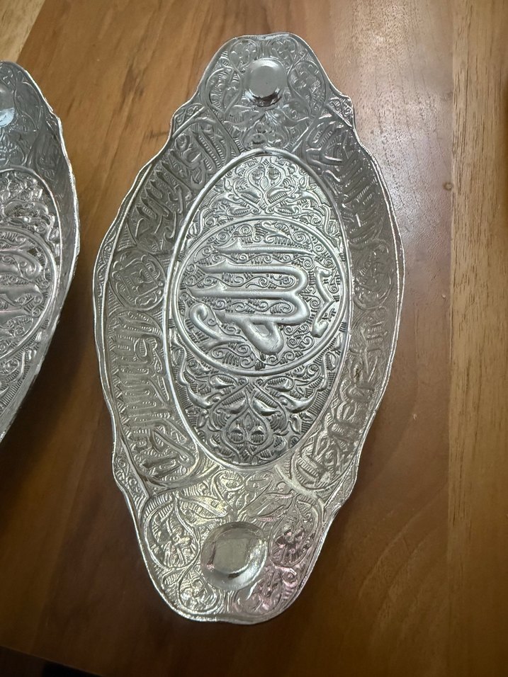 İşlemeli gümüş  Renkli lokumluk iki adet - Görsel 2