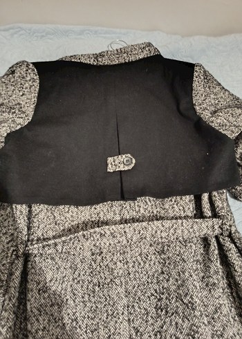 Düğmeli Gri Uzun Kaban - Görsel 2