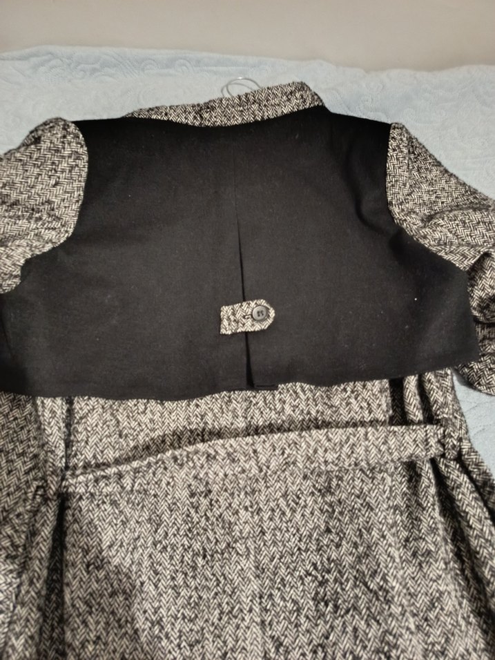 Düğmeli Gri Uzun Kaban - Görsel 2