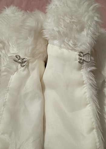 Kadın Beyaz Kürk Detaylı Midi Ceket - Görsel 2