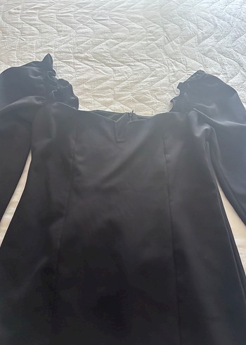 l Beden Drapeli Siyah Midi Gotik Elbise