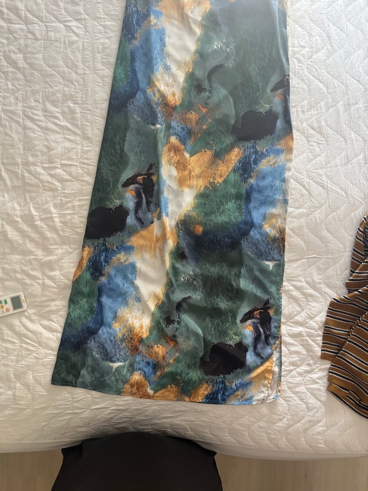 Bohem Çok Renkli Uzun Drapeli Elbise - Görsel 2