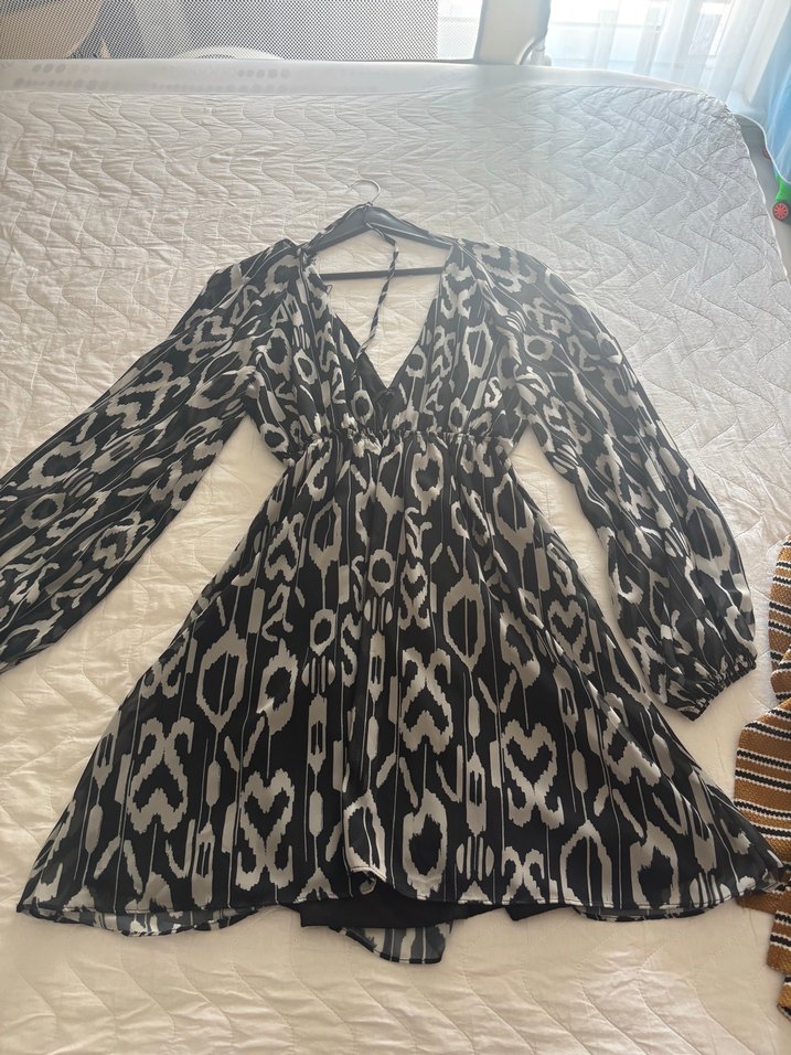 Uzun Kollu Bohem Yılan Desenli Tulum - Görsel 2