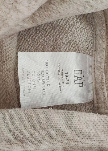 18-24 Ay Beden gri Renk GAP Baskılı Kapüşonlu Kız Sweatshirt