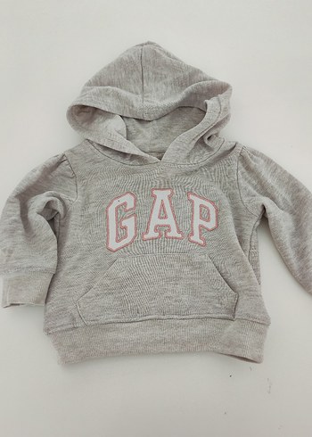 18-24 Ay Beden GAP Baskılı Kapüşonlu Kız Sweatshirt