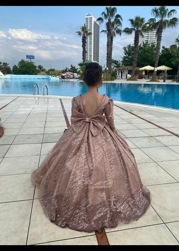Klasik Şıklık pudra Kız Çocuk Abiye Elbise