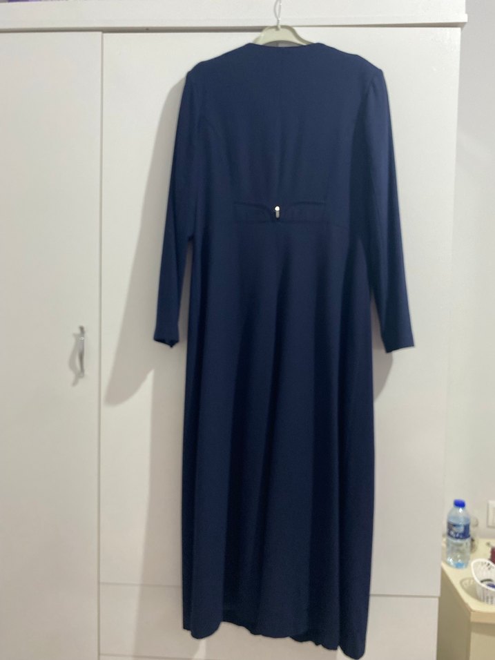 Kadın Lacivert Uzun Düğmeli Kaban - Görsel 3