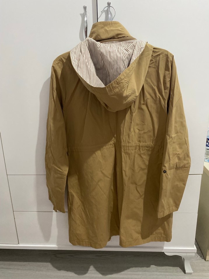 Bej Midi Kadın Düğmeli Ve Fermuarlı Ceket - Görsel 3