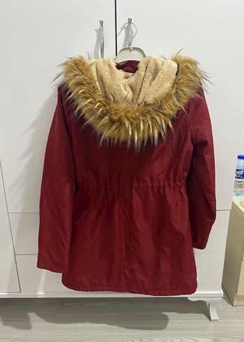 Bordo Kürklü Midi Kadın Mont - Görsel 3