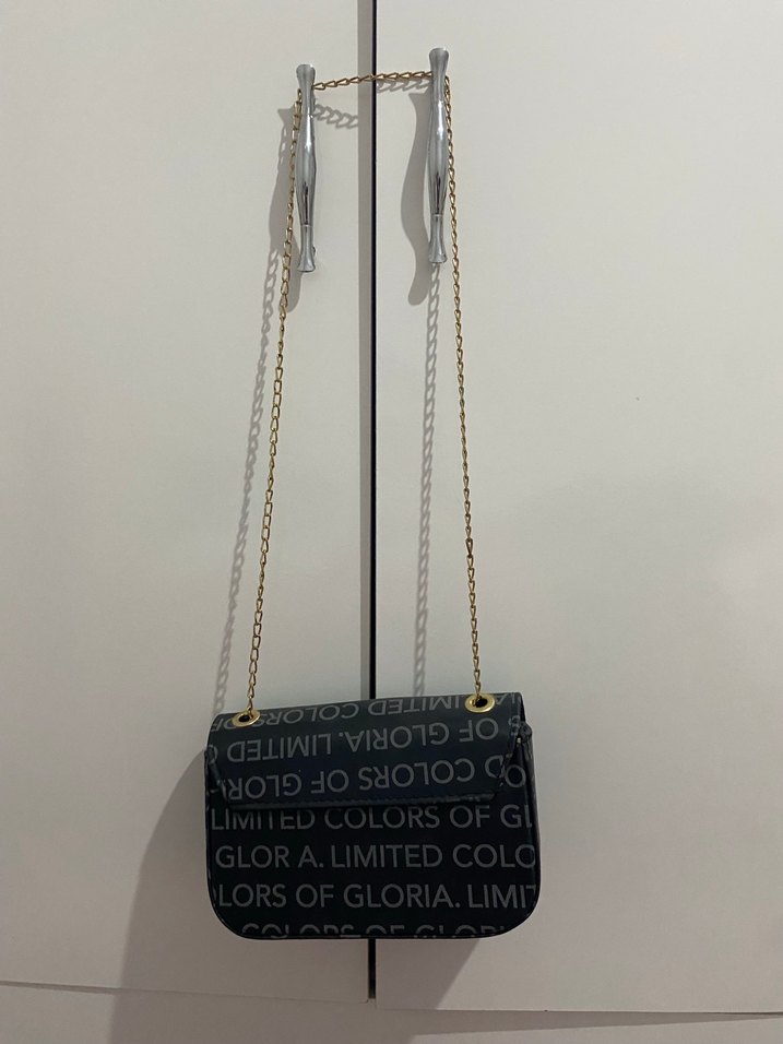 Zincir Detaylı Siyah Deri Kadın Çanta - Görsel 2