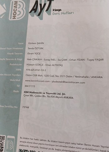 AYT Kimya Ders Notları - Görkem Şahin