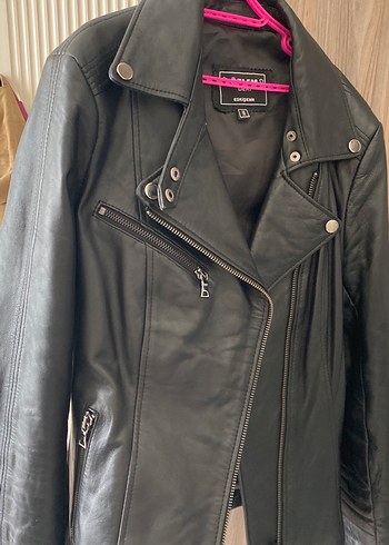 m Beden siyah Renk Kadın Siyah Deri Biker Ceket(gerçek deri)