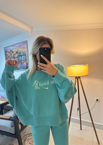 Turkuaz Baskılı Rahat Kesim Sweatshirt