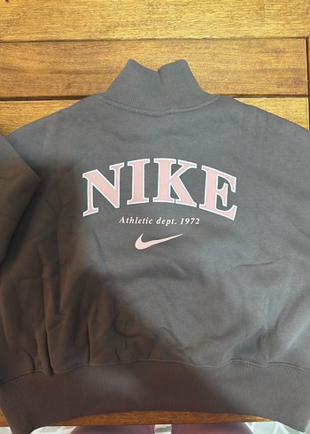 s Beden Gri Yüksek Yakalı Fermuarlı Sweatshirt