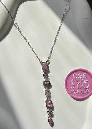 Silver Pembe Taşlı Y Kolye