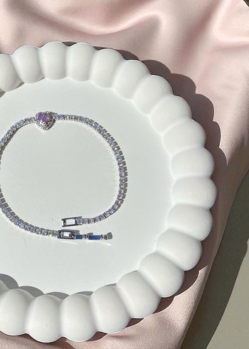 Mor Kalp Detaylı Silver Bileklik