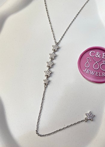 Parlak Taşlı Silver Yıldız Y Kolye