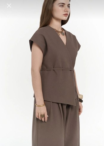 Kadın Bej Rahat Kesim Saten Pantolon - Görsel 5