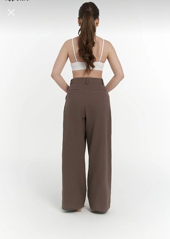 Kadın Bej Rahat Kesim Saten Pantolon - Görsel 3