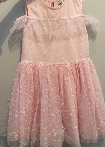 Pembe Dantel İşlemeli Kız Elbisesi - Görsel 4
