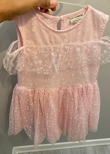 Pembe Dantel İşlemeli Kız Elbisesi - Görsel 7