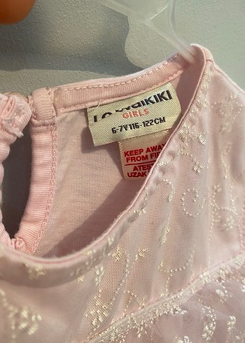 Pembe Dantel İşlemeli Kız Elbisesi - Görsel 2