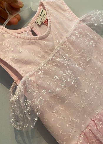 Pembe Dantel İşlemeli Kız Elbisesi - Görsel 3