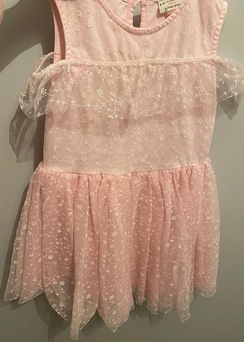 Pembe Dantel İşlemeli Kız Elbisesi - Görsel 8