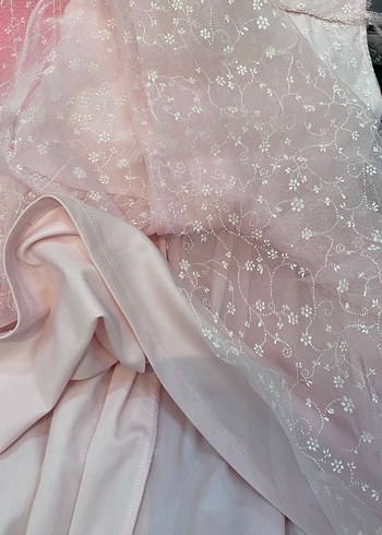 Pembe Dantel İşlemeli Kız Elbisesi - Görsel 6