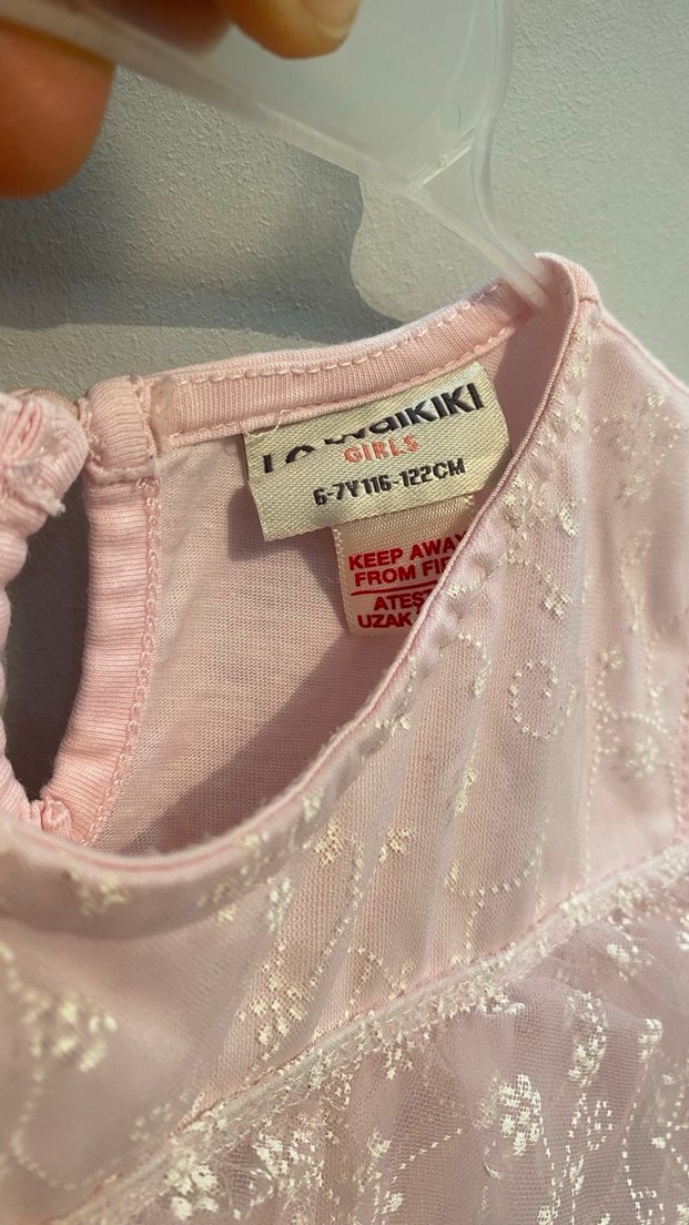 Pembe Dantel İşlemeli Kız Elbisesi - Görsel 2