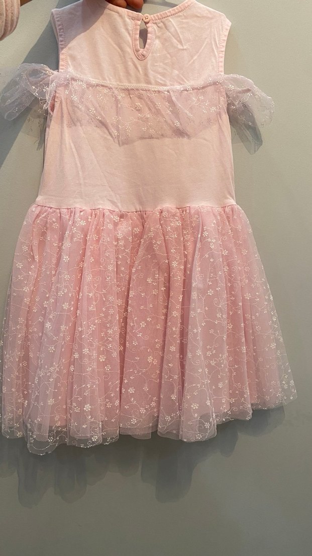 Pembe Dantel İşlemeli Kız Elbisesi - Görsel 5