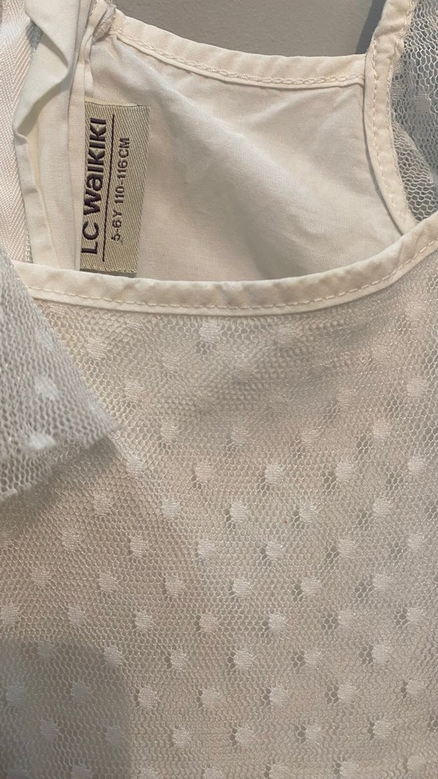 Kız Çocuk Dantel Detaylı Kolsuz Elbise - Görsel 3