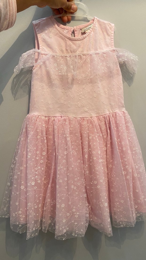 Kız Çocuk Dantel Detaylı Kolsuz Elbise - Görsel 5