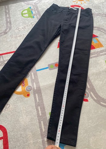 Düğmeli Siyah Kadın Denim Pantolon - Görsel 3