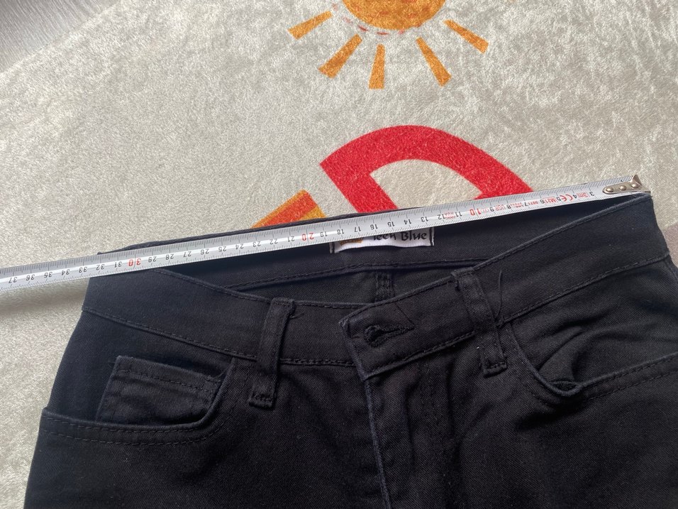 Düğmeli Siyah Kadın Denim Pantolon - Görsel 4