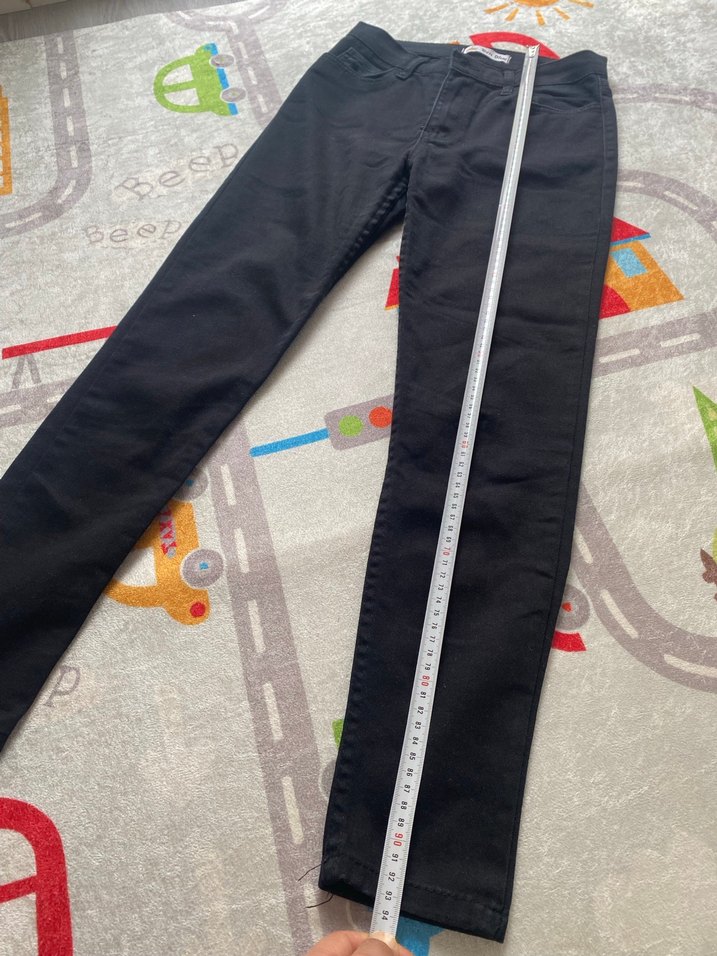 Düğmeli Siyah Kadın Denim Pantolon - Görsel 3