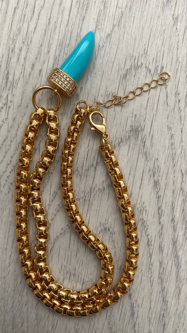 Bohem Zincir Detaylı Turkuaz Kolye - Görsel 4