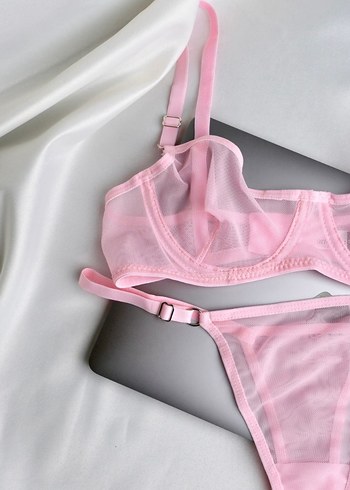 Pembe Transparan Spor Sütyeni