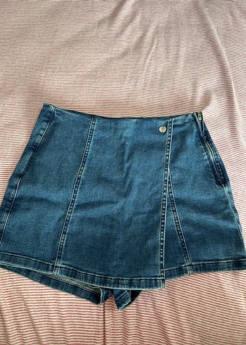Düğmeli Mini Kadın Mavi Denim Şort