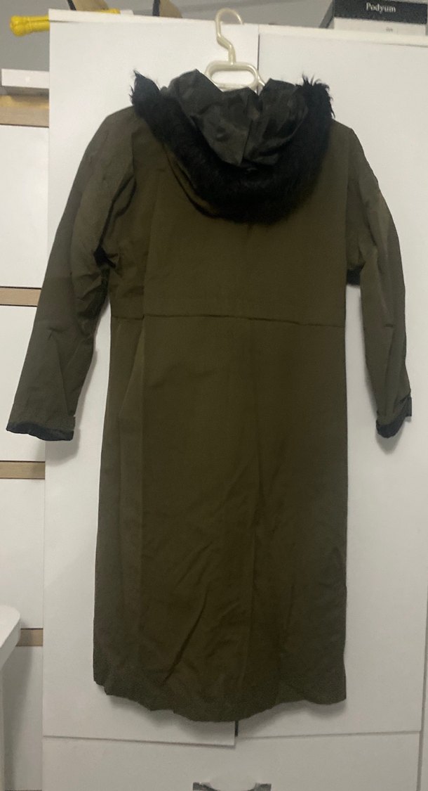 Kadın Haki Uzun Düğmeli Mont - Görsel 4