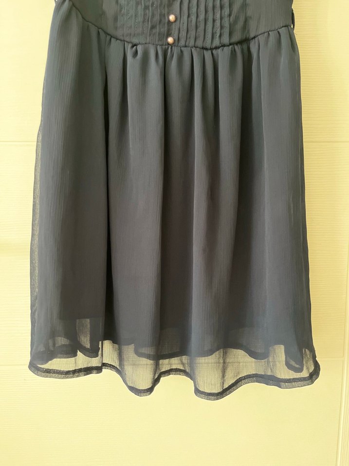 Lacivert Nakışlı Mini Elbise - Görsel 3