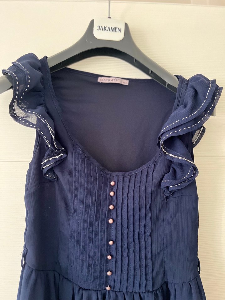 Lacivert Nakışlı Mini Elbise - Görsel 2