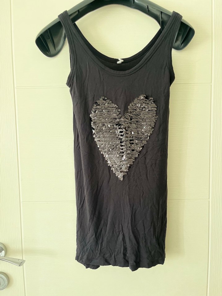 Siyah Payetli Kalp Desenli bluz - Görsel 3