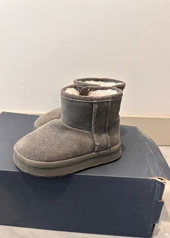 Kız Çocuk Gri Süet Kürklü Bot - Görsel 3