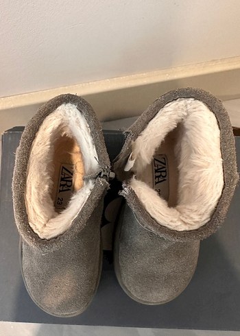 Kız Çocuk Gri Süet Kürklü Bot - Görsel 2