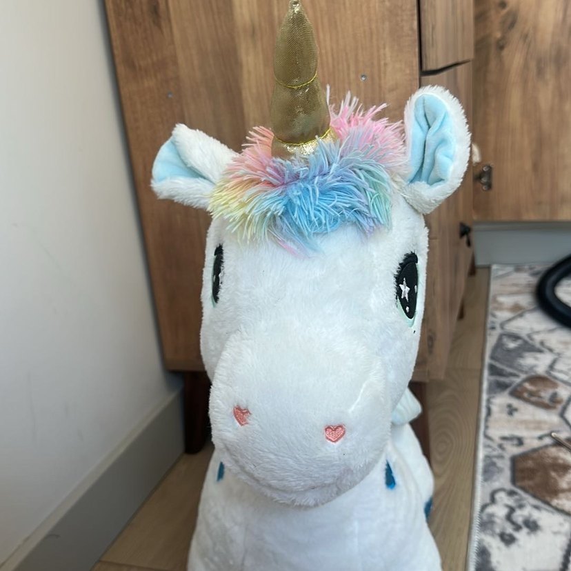 Pastel Renkli Beyaz Peluş Unicorn Oyuncak - Görsel 2
