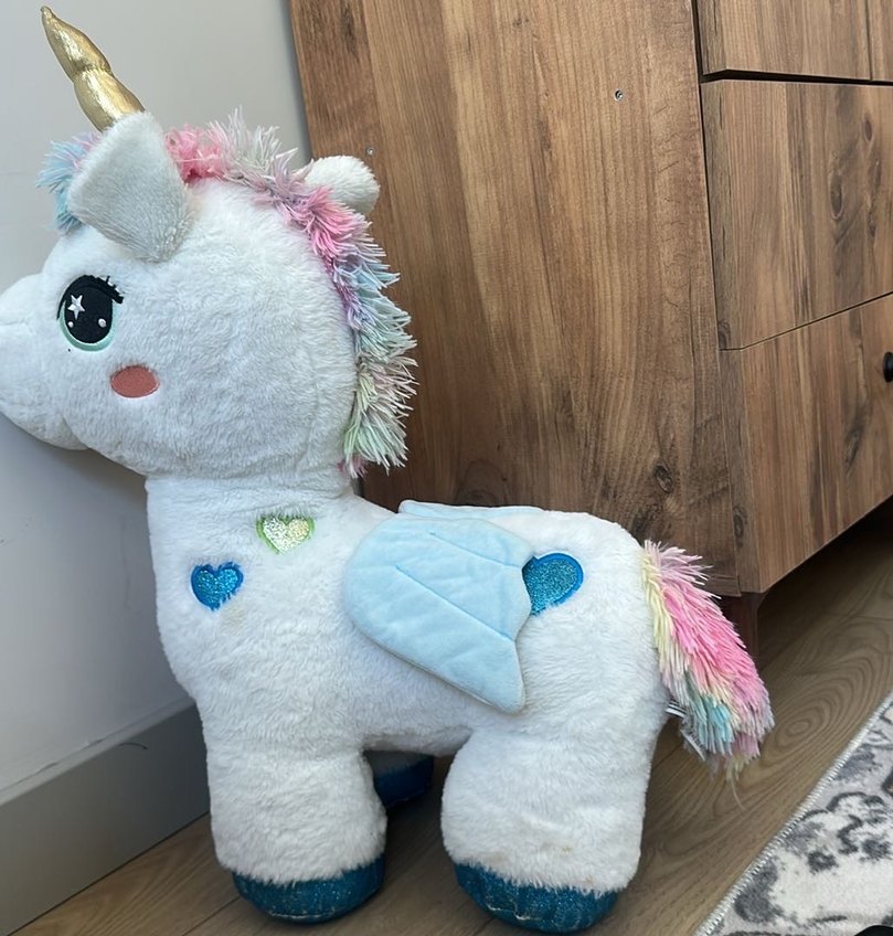 Pastel Renkli Beyaz Peluş Unicorn Oyuncak - Görsel 3