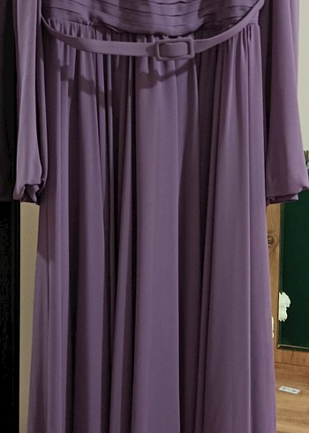 Mor Uzun Kollu Bohem Tesettür Abiye - Görsel 2